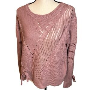 Snails Cinnamon Dusty Pink Cable/Open Knit Sweater w/Side Tie Detail Women’s M